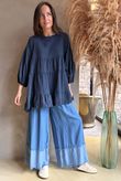 Driftwood Bell Sleeve Smock Top Navy